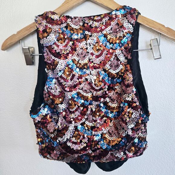 NWT NASTY GAL SEQUIN SATIN VEST TOP FALLCORE MULTICOLOR - Picture 3 of 3